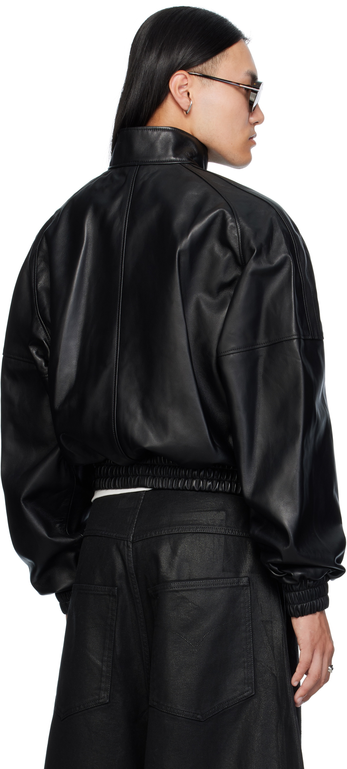 LU'U DAN Black Blouson Leather Jacket