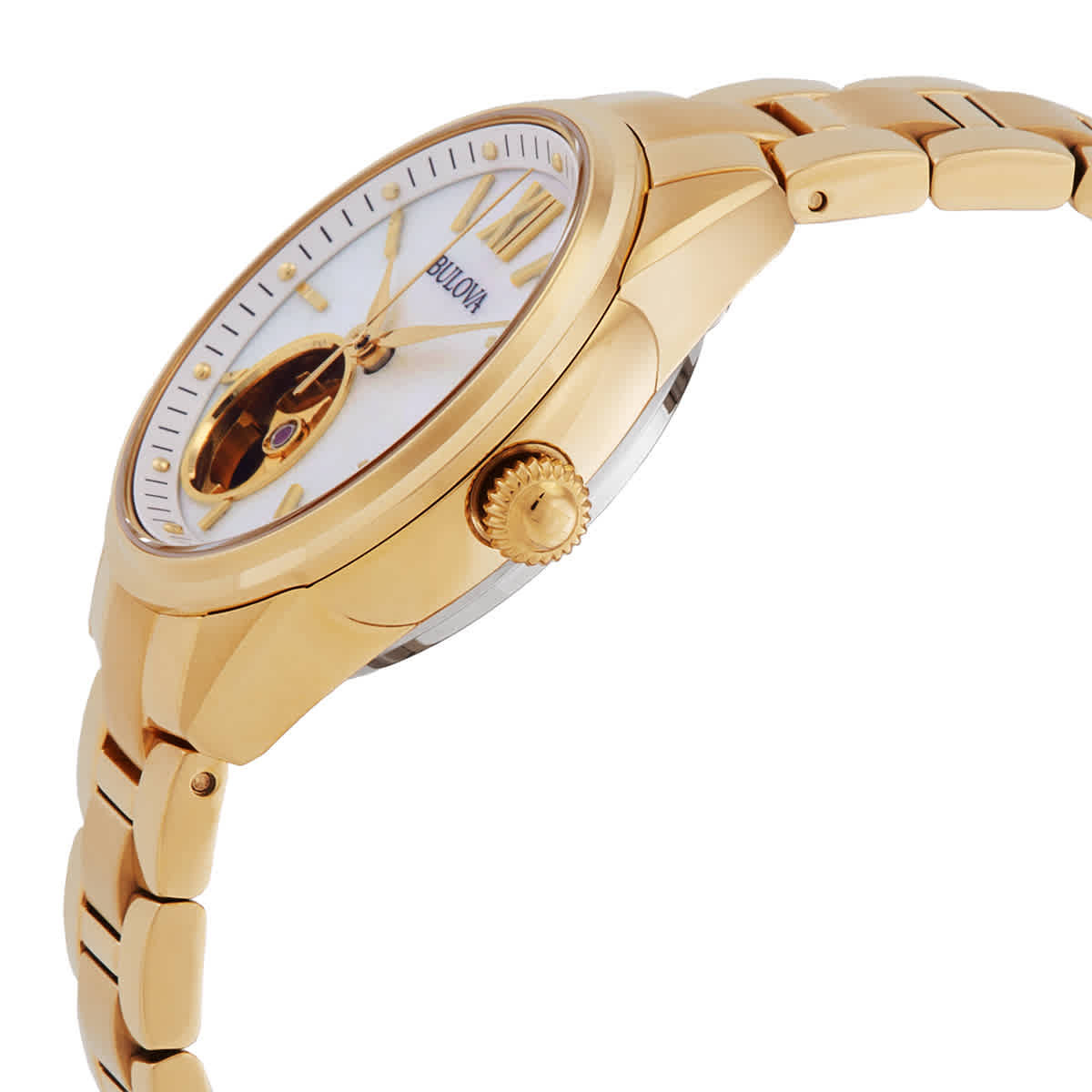 Bulova Sutton Automatic White Mother of Pearl Dial Ladies Watch 97L172
