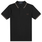 Fred Perry Men's Twin Tipped Polo Shirt in Black/Warm Grey/Brick