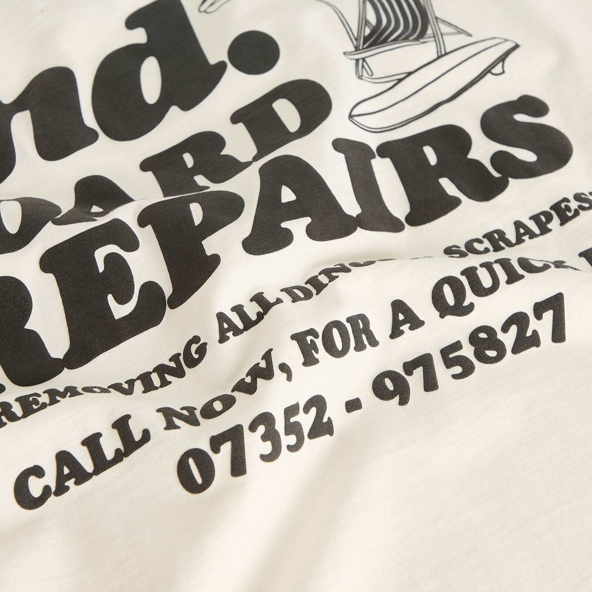 END. Coastal Board Repairs T-Shirt in Ecru