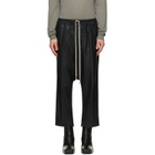 Rick Owens Black Tower Drawstring Cropped Leather Pants