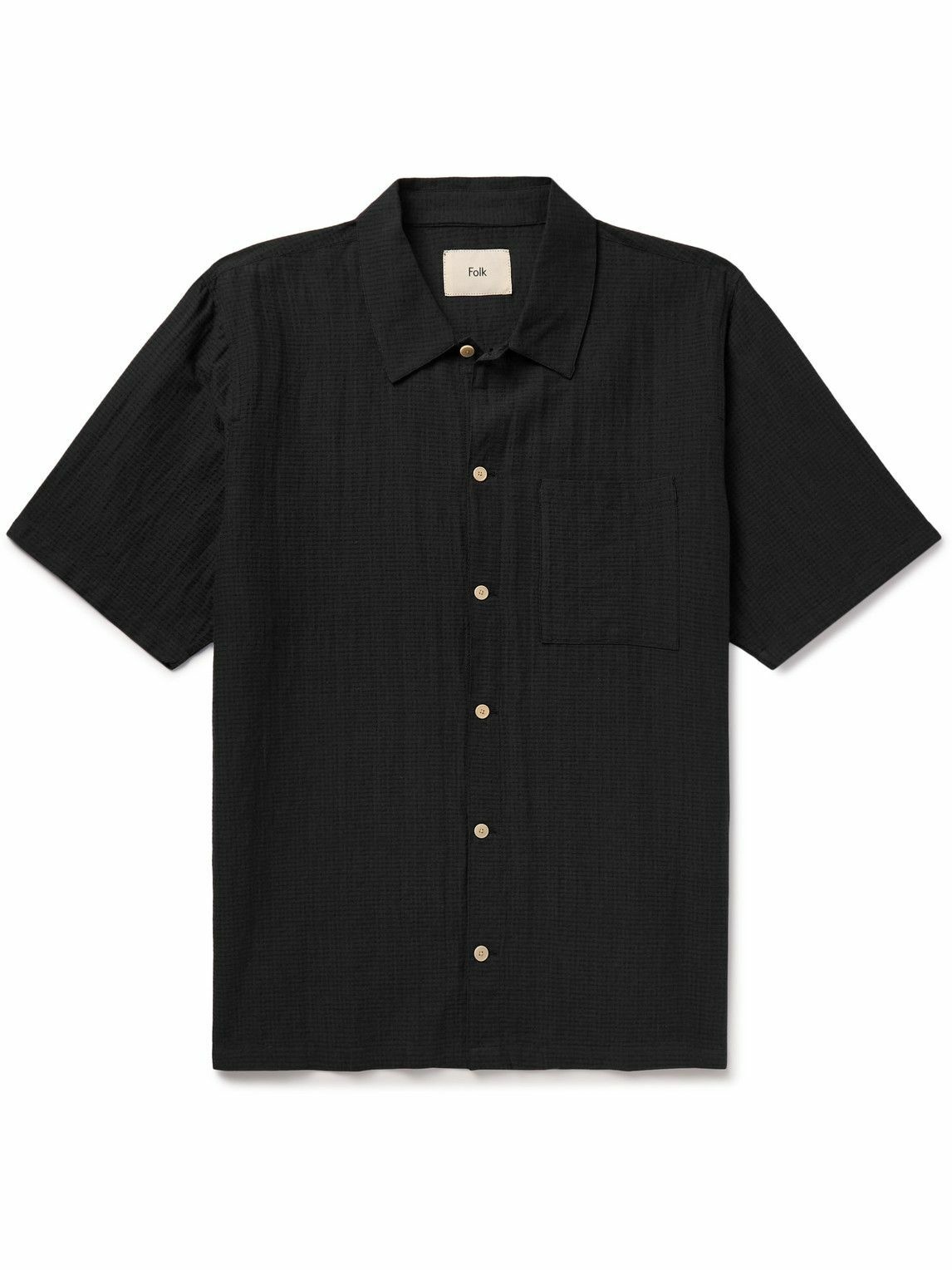 Photo: Folk - Gabe Cotton and Linen-Blend Shirt - Black