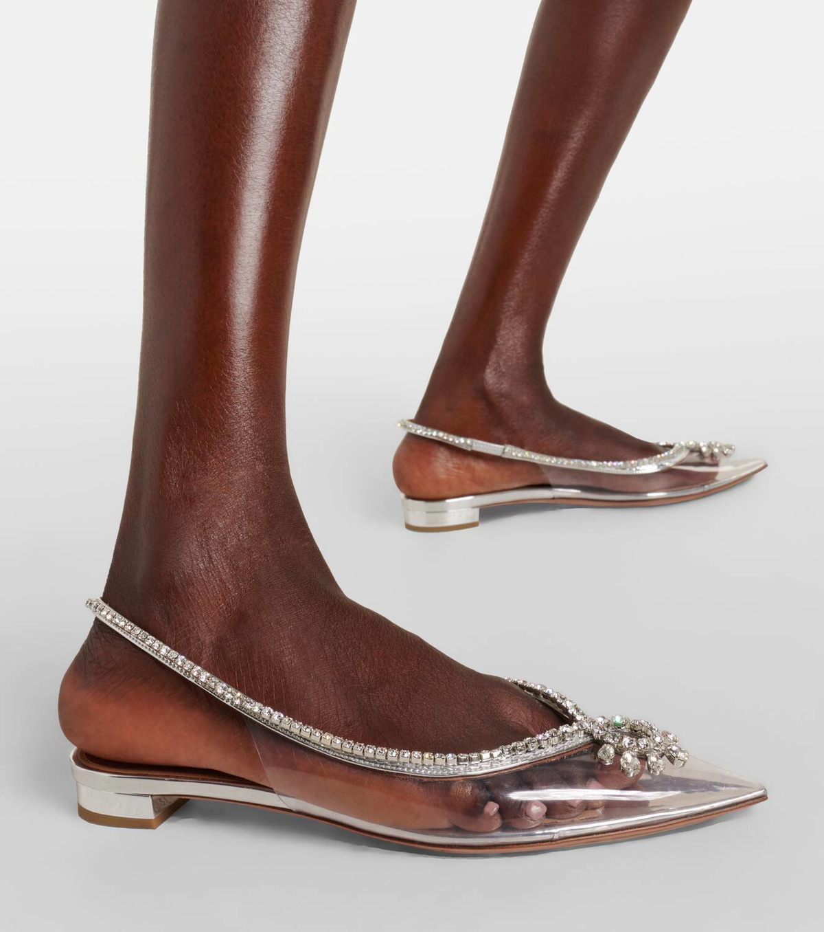 Aquazzura Seduction crystal-embellished PVC slingback flats