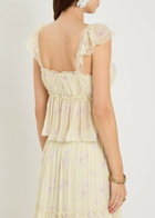 Loveshackfancy Siena Floral-print Georgette top Yellow