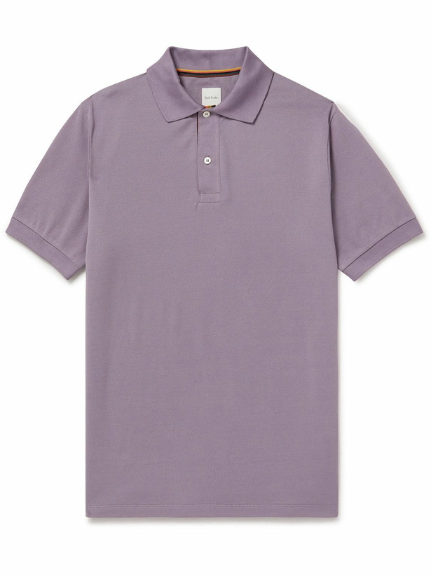 Photo: Paul Smith - Striped Cotton-Piqué Polo Shirt - Purple