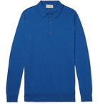 John Smedley - Lanlay Slim-Fit Sea Island Cotton and Cashmere-Blend Polo Shirt - Blue