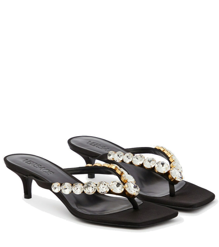 Photo: Versace High Summer embellished satin thong sandals