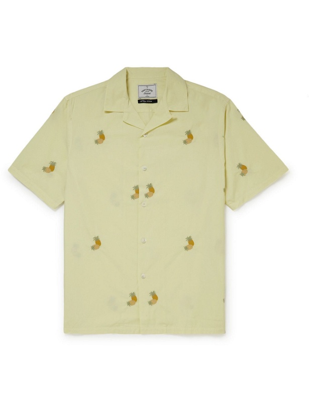 Photo: Portuguese Flannel - Camp-Collar Embroidered Cotton-Poplin Shirt - Yellow