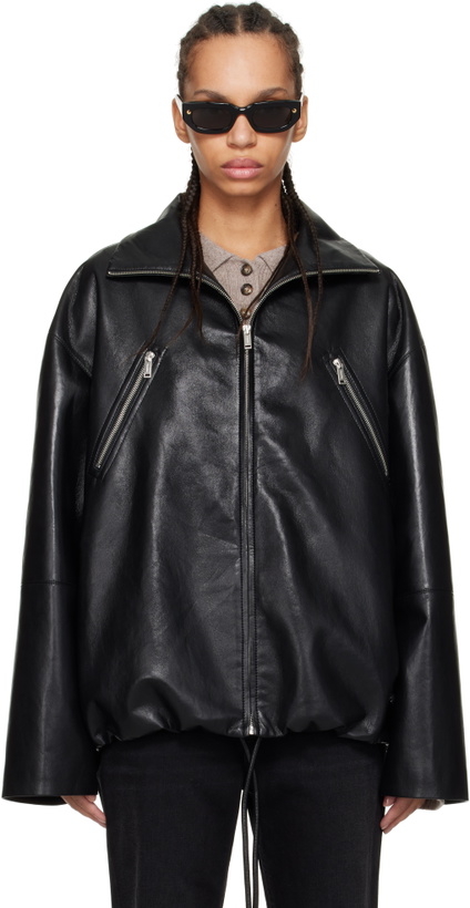Photo: Nanushka Black Aiman Faux-Leather Jacket
