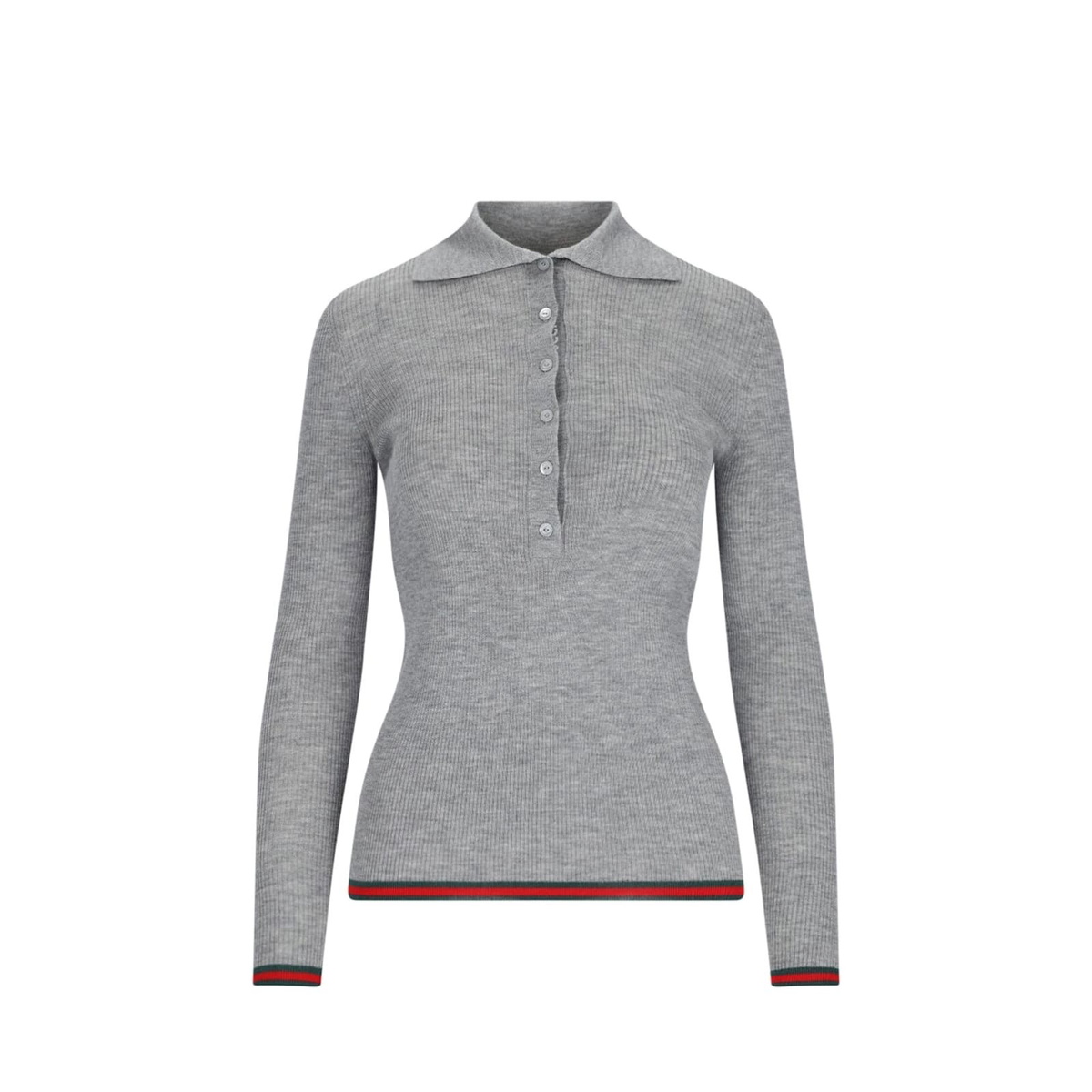 24SS new/GUCCI ウェブストライプポロセーター Sweater White Gucci Web Stripe cotton polo sweater Gucci