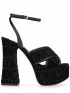 MOSCHINO - 140mm Logo Velvet Platform Sandals