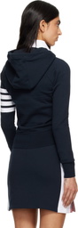 Thom Browne Navy Classic Loopback 4-Bar Full Zip Hoodie