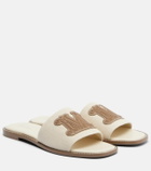 Max Mara Caucaso leather-trimmed canvas slides