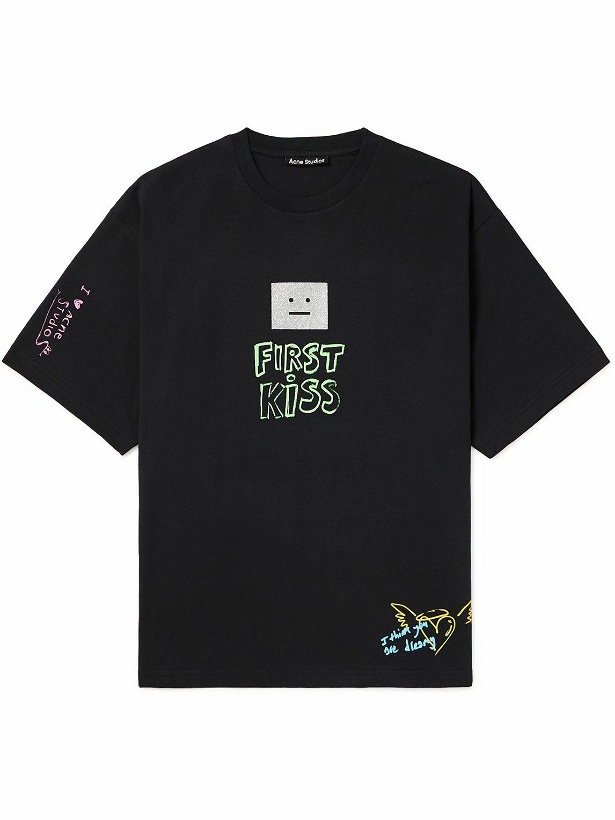 Photo: Acne Studios - Exford Scribble Printed Cotton-Jersey T-Shirt - Black