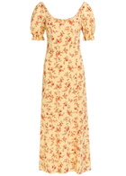 Reformation Gloria Floral-print Chiffon Midi Dress Yellow