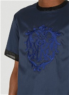 Contrast-Cuff Logo Embroidered T-Shirt in Blue