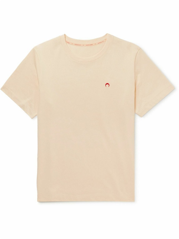 Photo: Marine Serre - Logo-Embroidered Organic Cotton-Jersey T-Shirt - Neutrals