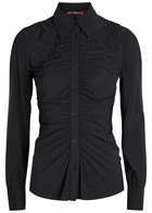 High Tether Ruched Stretch-jersey Shirt Black