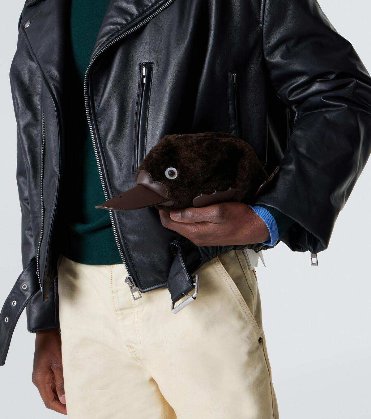 Loewe Platypus shearling crossbody bag