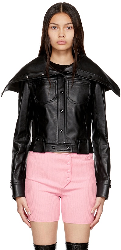 Photo: Courrèges Black Large Collar Leather Jacket