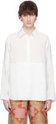 RANRA Off-White Maker Gauze Modal Poly Classic Shirt
