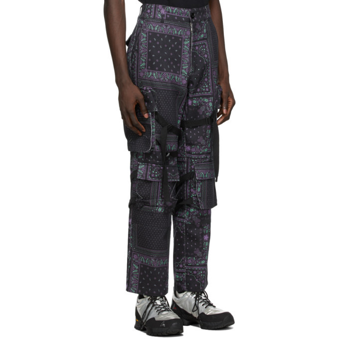 ROGIC Black and Purple Paisley Cargo Pants