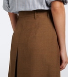Prada Chiffon-trimmed virgin wool midi skirt