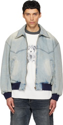 We11done Blue Western Harrington Denim Jacket