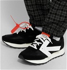 Off-White - Runner Leather-Trimmed Suede and Shell Sneakers - Black