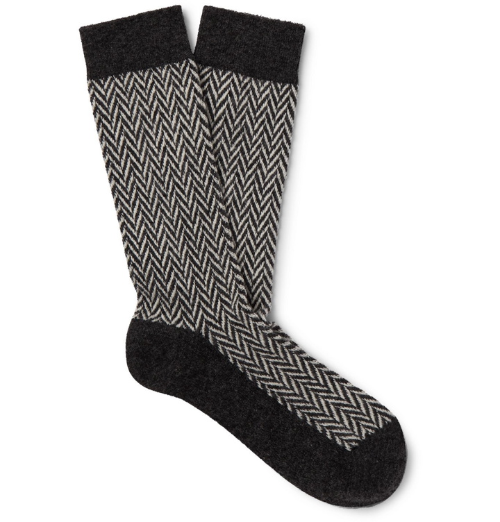 Photo: Anonymous Ism - Herringbone Knitted Socks - Gray