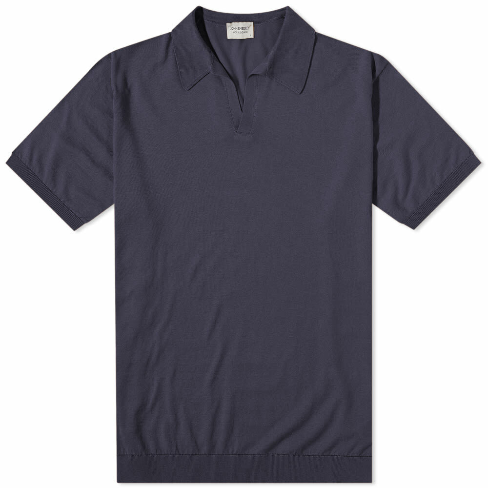 John Smedley Men's Noah Skipper Collar Polo Shirt in Navy John Smedley