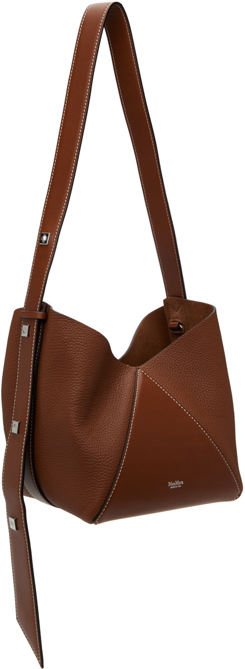 24PF new/Max Mara MMBucketスモールバケットバッグ Bag Brown Max Mara Brown Small Deep Print Leather Bucket Bag Max Mara