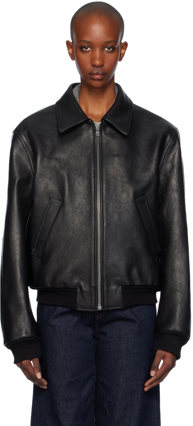 RECTO: Black Ben Goat Leather Jacket | SSENSE RECTO: Black Ben Goat Leather Jacket | SSENSE