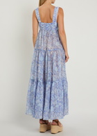 Chloe Floral-print Tiered Cotton Midi Dress Blue
