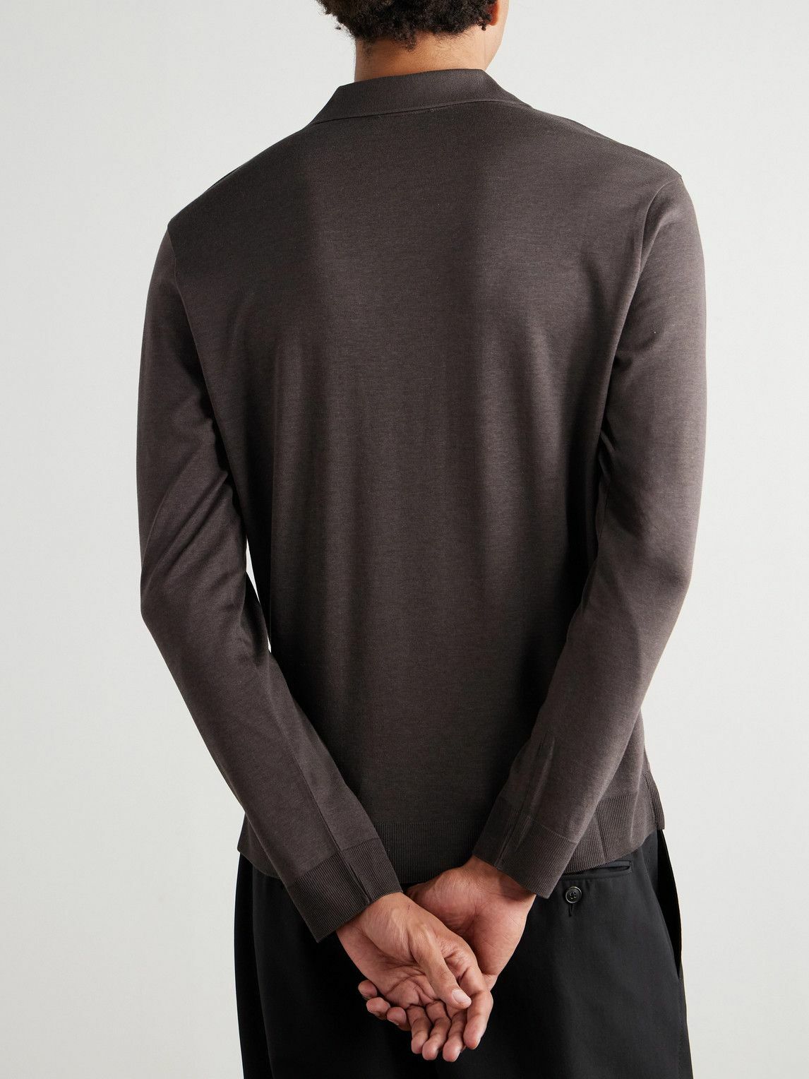 Altea - Pierre Lyocell and Cotton-Blend Jersey Polo Shirt - Brown