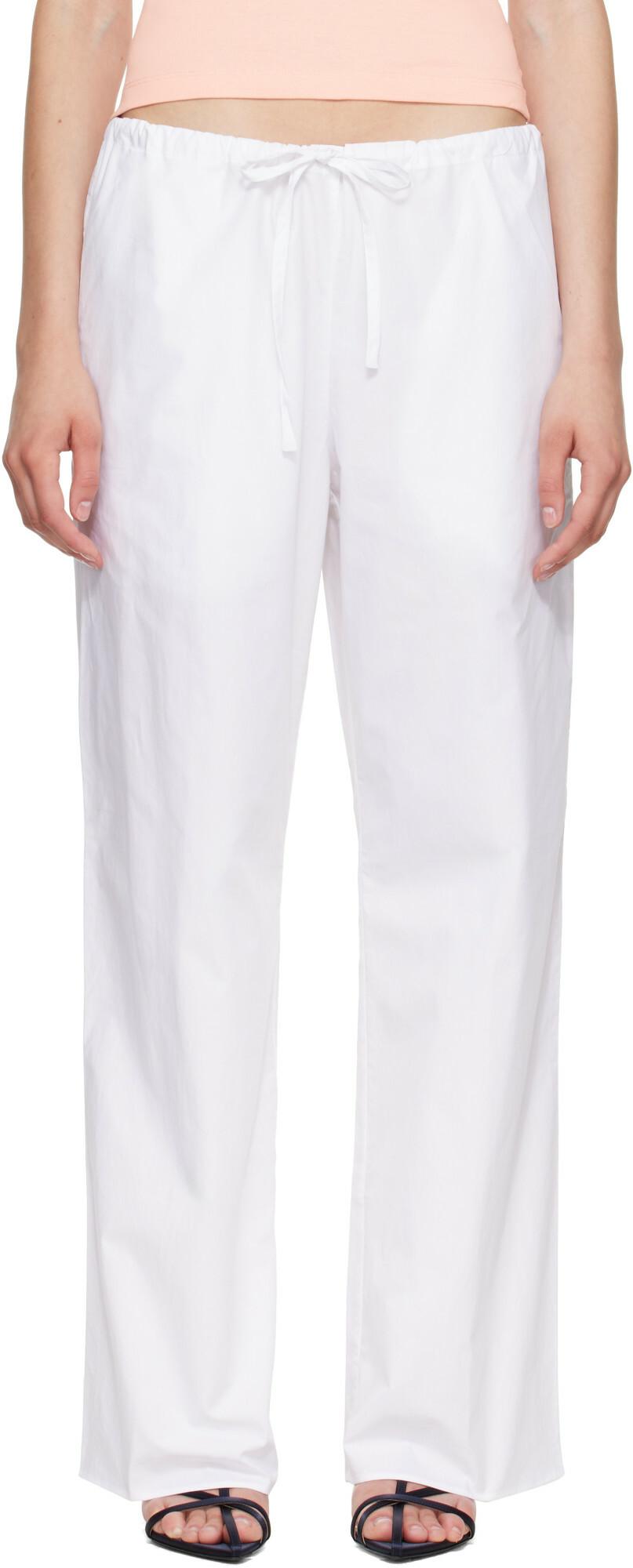 FLORE FLORE White Josephine Lengthened Trousers