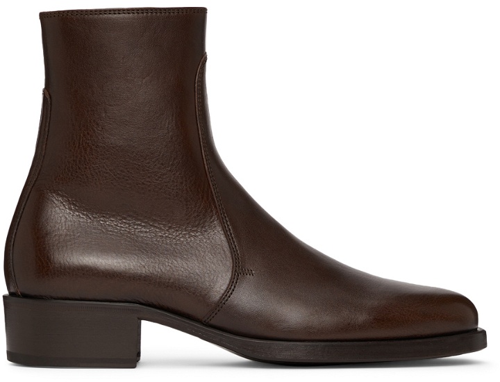Photo: Lemaire Brown Classic Zip-Up Boots