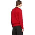 Alexander McQueen Red and Black Logo Varsity Sweater