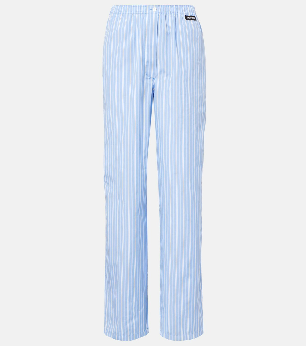 Miu Miu Striped cotton poplin wide-leg pants