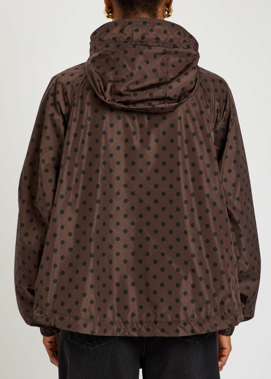 Ganni Polka dot Hooded Shell Jacket Brown