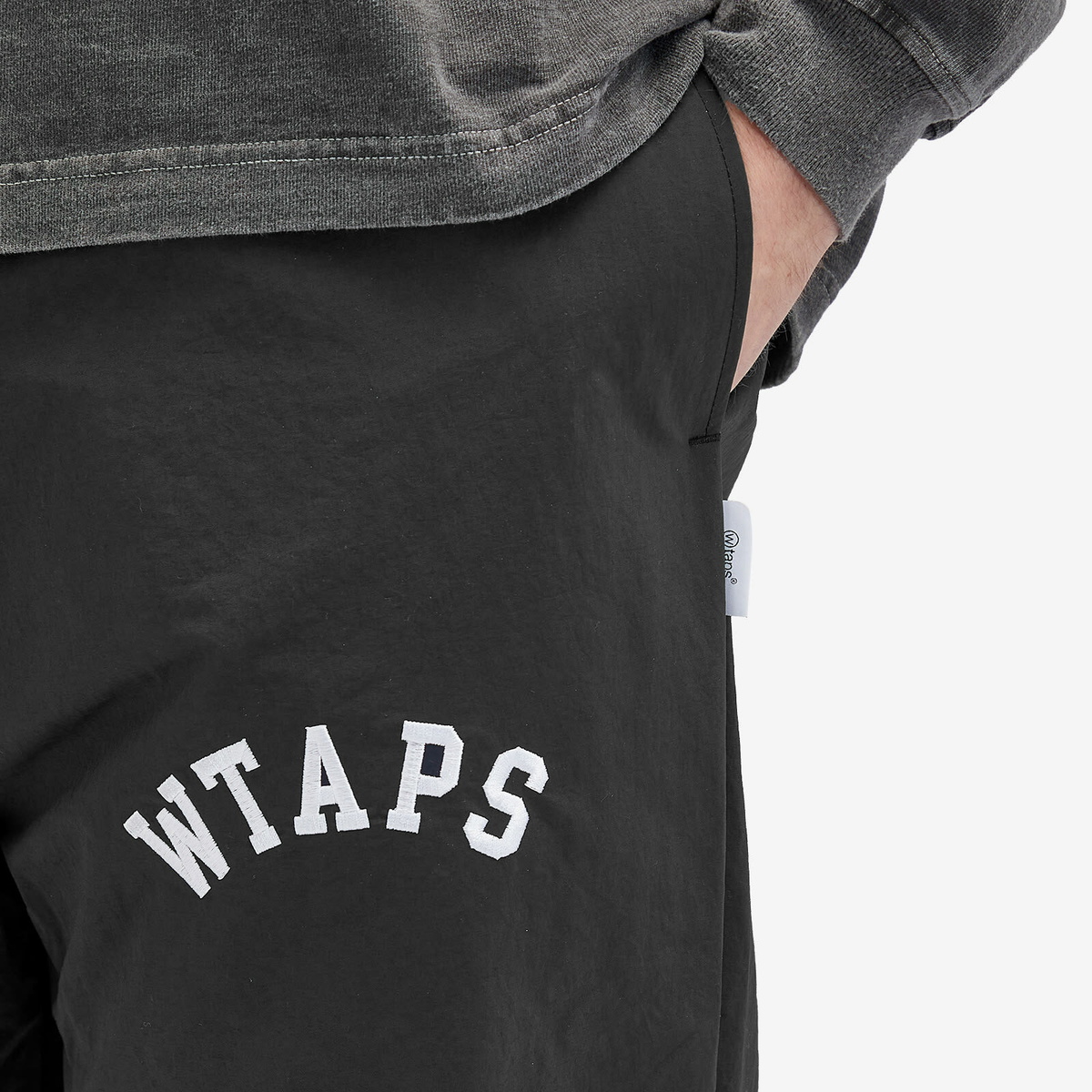 WTAPS Men's 03 Logo Embroidered Nylon Track Pants in Black WTAPS