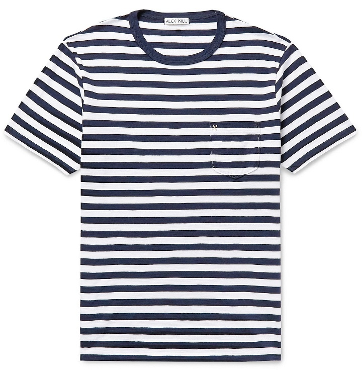 Photo: ALEX MILL - Standard Striped Slub Cotton-Jersey T-Shirt - Blue