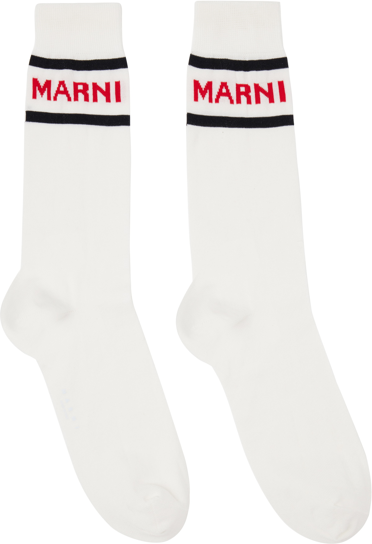 Marni White Logo Cuffs Socks