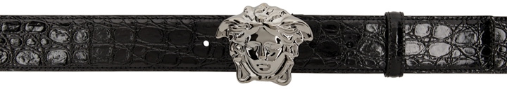 Photo: Versace Black & Silver Croc 'La Medusa' Belt