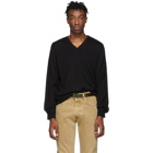 Maison Margiela Black Gauge 12 Jersey V-Neck Sweater