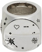 We11done Silver Logo & Graphic Dice Ring