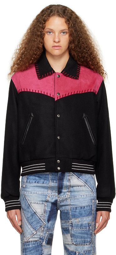 Photo: Andersson Bell Black & Pink New Margo Western Varsity Jacket