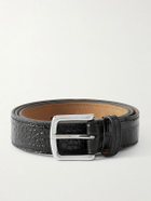 George Cleverley - 3cm Croc-Effect Leather Belt - Black