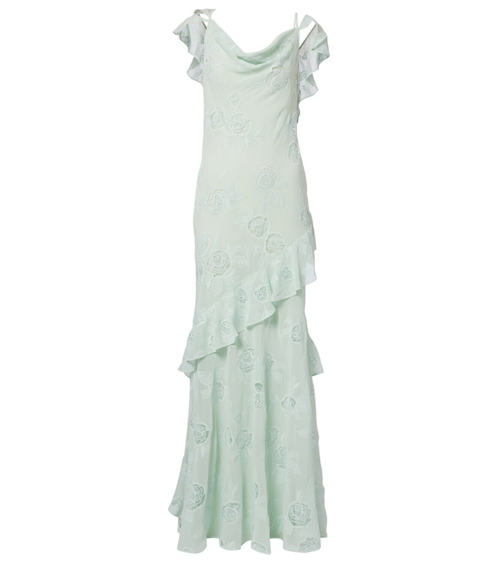 Photo: Self-Portrait Embroidered ruffled georgette maxi dress