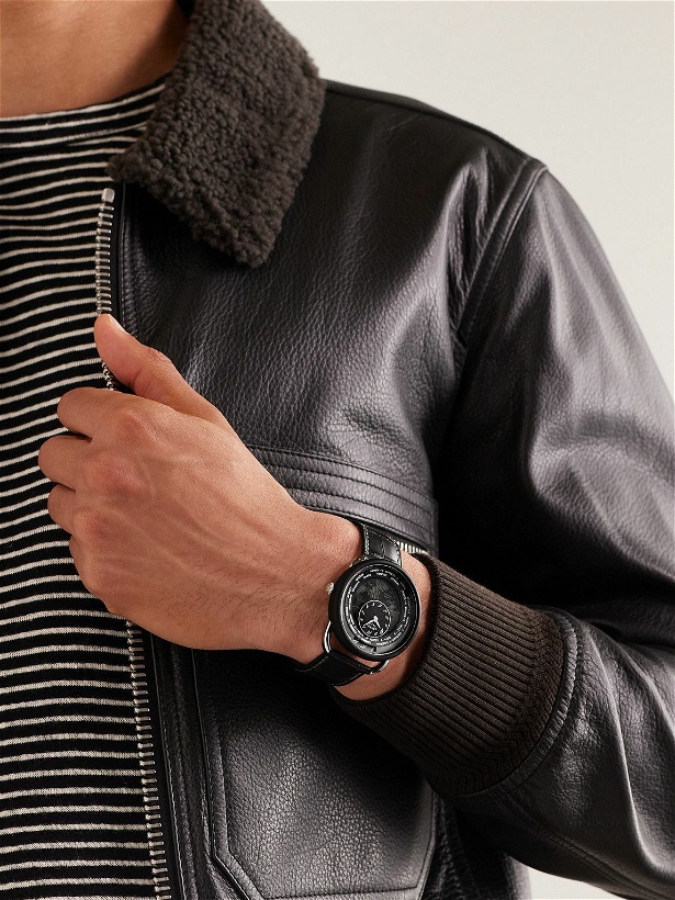 Photo: Hermès Timepieces - Arceau Hand-Wound 41mm Titanium, Platinum and Leather Watch, Ref. No. 057258WW00